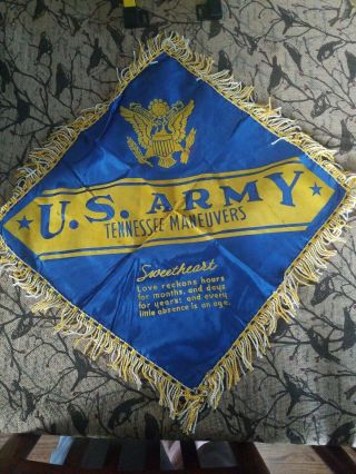 Vtg Ww2 Wwii Military Pillow Sham Cover Tennessee Maneuvers George Patton Army