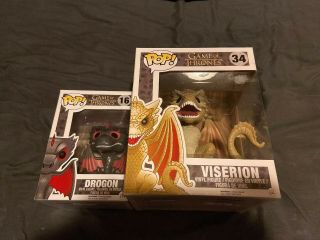 Viserion 6in Funko Pop 34 And Drogon Funko Pop 16 Game Of Thrones
