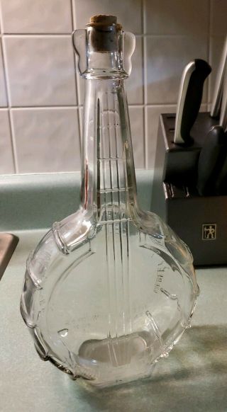 Bottle Vintage 1951 Banjo Bottle Clear Glass 4/5 Quart On Bottle No Chips