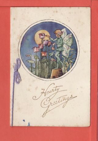 K.  D.  Fairy Stands On Flower Pot To Paint Flowers,  Christmas Card Pub W.  Mckenzie