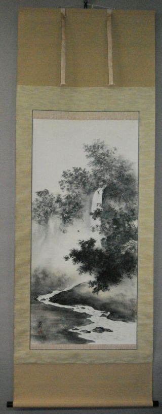 Kakejiku Hanging Scroll / Landscape Painting In Sumi Ink By Tadanori 777