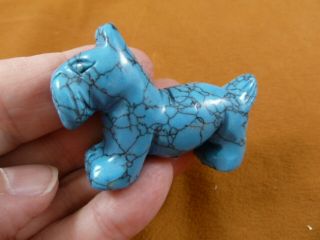 (y - Dog - Scs - 725) Blue Scottish Terrier Scottie Dog Gemstone Carving Schnauzer