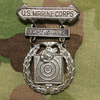 Us Marine Corps Basic Qualification Badge Medal Usmc Wwii Sterling Thompson Tsmg
