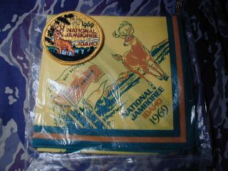 1969 Bsa Boy Scout National Jamboree Neckerchief & Participant Pocket Patch