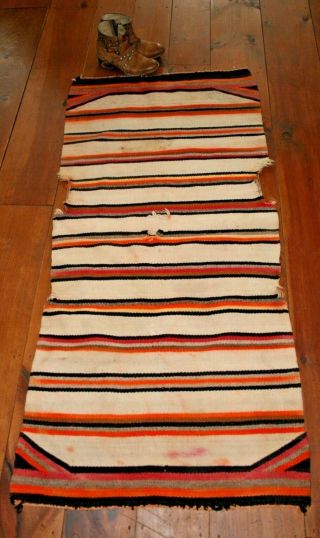 Old Vintage Navajo Indian Saddle Blanket Rug Runner Weaving 28 " X 61 "