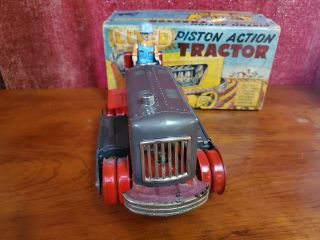 vintage tin toy lighted piston action tractor made in japan 2