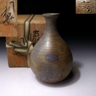 Sb18: Vintage Japanese Sake Bottle,  Bizen Ware By 1st Class Potter,  Riki Ando