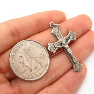 925 Sterling Silver Vintage Chapel Crucifix Cross Pendant 3