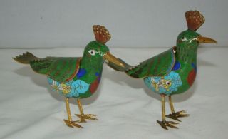 Vintage Rare Cloisonne Brass Peacock Trinket Box W/koi Fish Design 4 "