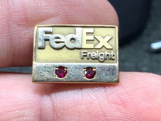 Freight 1/10 10k Gold Double Ruby Vintage Service Award Pin.
