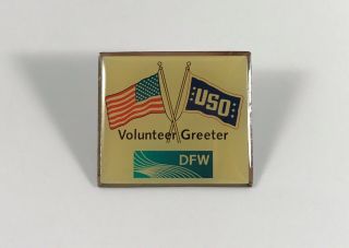 Vintage Dfw Uso Volunteer Greeter Lapel Pin Dallas Fort Worth Airport