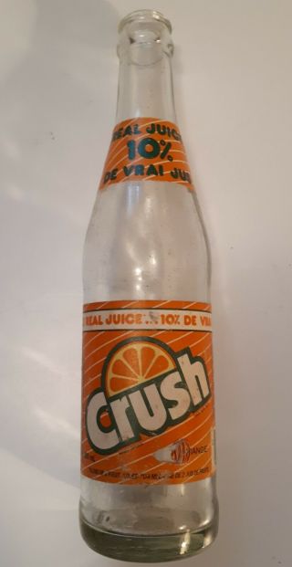 Scarce Canadian (toronto,  Ont) " Crush - Orange " 300 Ml Clear Bottle Paper Label