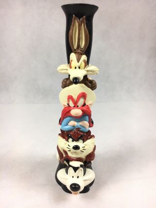 vtg 1995 Warner Brothers Studio Store Looney Tunes Totem Pole Candlestick 2