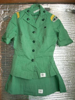 Vintage Girl Scout 1956 - 68 Adult Leader Suit - Green Cotton Sharkskin