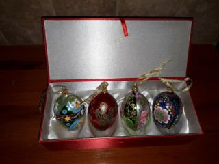 Nib Joan Rivers Set Of 4 Russian Inspired /fabrege Christmas Ornament Eggs 1