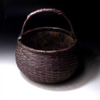 Pd18: Vintage Japanese Bamboo Basket For Charcoal,  Sumikago,  Sumitori