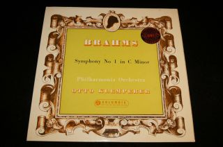 Nm - Otto Klemperer - Brahms Symphony No.  1 Lp Columbia Sax 2262 Uk B/s Ed1