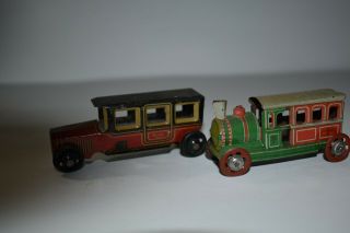Meier Locomotive & " Huki " Taxi German Tin Penny Toys,