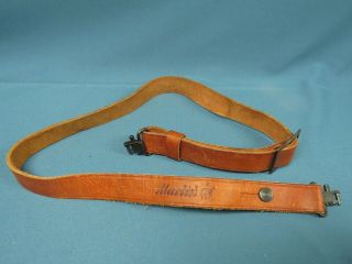Vintage Adjustable Brown Leather Marlin Sling With Swivels