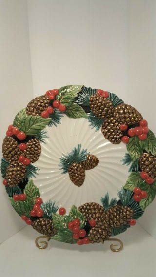 Fitz And Floyd Classics Pinecone Christmas Plate
