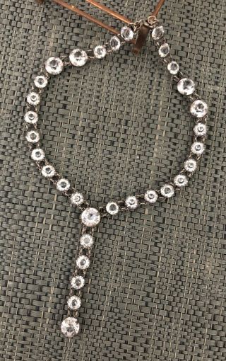 Antique Art Deco Faceted Bezel Set Crystal Glass Necklace