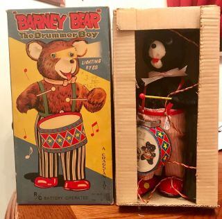1950’s Cragstan Toy Barney Bear The Drummer Boy R/c Made In Japan