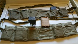 Wwii Garand M1 Ammo Clips And 2 Bandoleers