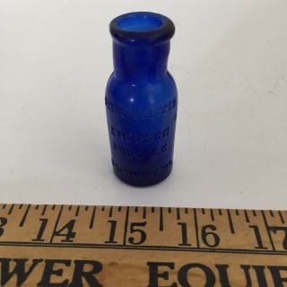 Vintage Bromo Seltzer Emerson Drug Co.  Blue Glass Bottle Baltimore Md