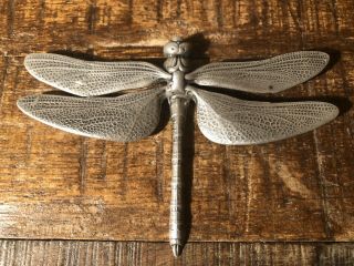 Catherine Popesco France Dragonfly Vintage Silver Tone Insect Brooch Pin Signed