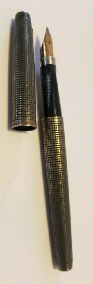 Vintage Sterling Silver Parker Fountain Pen W/gold Trim 14k Nib Marked Usa