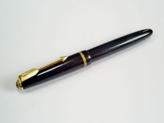 Vintage Black Parker Lady Duofold Aerometric Fountain Pen/14k Gold M Nib