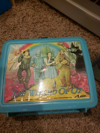 Vintage 1989 THE WIZARD OF OZ 50th Anniversary Lunch Box with Aladdin 3 Thermos 2
