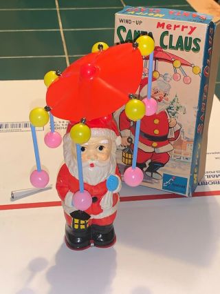Vintage Merry Santa Claus Wind - Up Toy Made In Japan Frankonia Toys