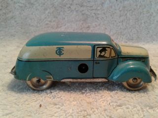 Tippco 1930 ' s 40 ' s Wind Up Blue & White Panel Ambulance Van Tin TCO 853 Germany 2
