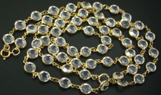 Vintage Swarovski Bezel Set Faceted Open Back Clear Crystals Necklace 38 "