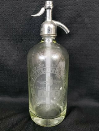 Vintage Seltzer And Soda Advertising Glass Bottle.  American Bottling Co