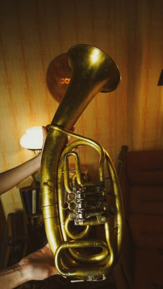 Vintage Ussr Soviet Brass Musical Wind Instrument Tuba Alto