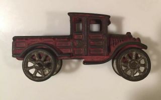 Red Painted Cast Iron Truck W/Spoke Wheels—Arcade/Hubley ?—Very Good Shape 2