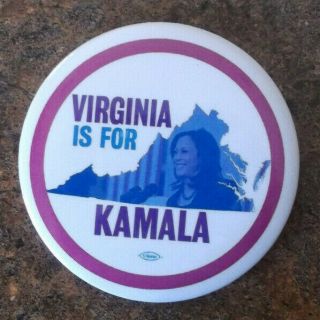 2020 Democrat Kamala Harris President Virginia For Photo & Logo Button