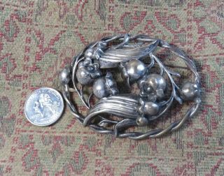 Large Vintage Silver Colored Pin Lily Of The Valley