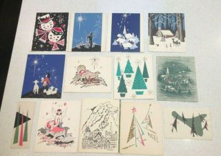 13 Mcm Salesman Sample Christmas Greeting Cards Radiant Greetings Co.  1 W/note