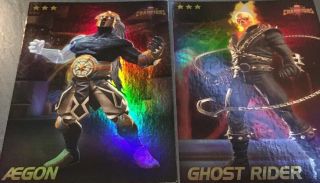 Marvel Contest Of Champions Cards Dave Busters 2 Rare Foil Aegon & Ghost Rider