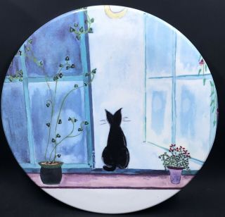 Melamine Trivet Pot Black Cat Sitting In Window Made In Italy Mebel 8”