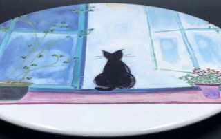 Melamine Trivet Pot Black Cat Sitting in Window Made in ITALY Mebel 8” 3