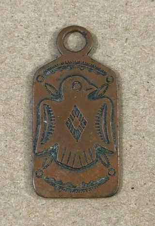 Vintage Southwest Indian Solid Copper Bird Pendant (d36)