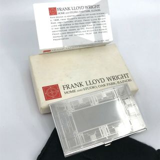 Frank Lloyd Wright Silver Plated Business Card Case Sleeve Box 1993 Window 1898