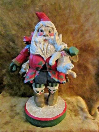 House Of Hatten Large Santa W/rabbit,  Cardinal,  Mouse & Bells/denise Calla/1992