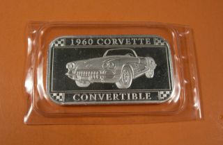 1960 Corvette 1 Oz Pure Silver Bar - Official Gm Licensed