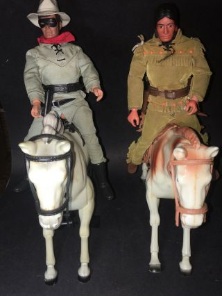 Vintage 1973 Gabriel The Lone Ranger,  Tonto,  On Silver And Scout