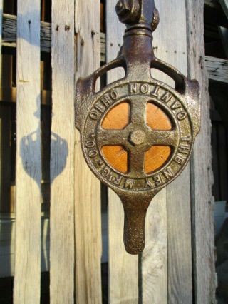 Vintage Ney Mfg.  Co.  Canton,  Ohio Cast Iron & Wood Hay Barn Pulley,  403